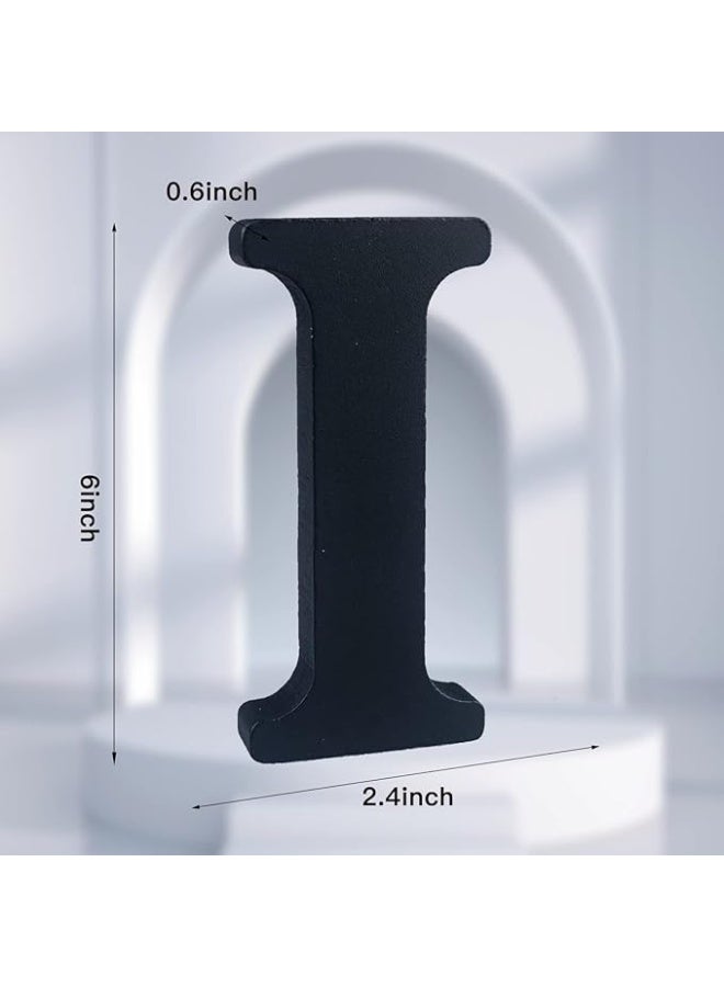 MIRFA Wooden Free Standing Decorative Letter Slices - Black - 6inches (I) - Image 2